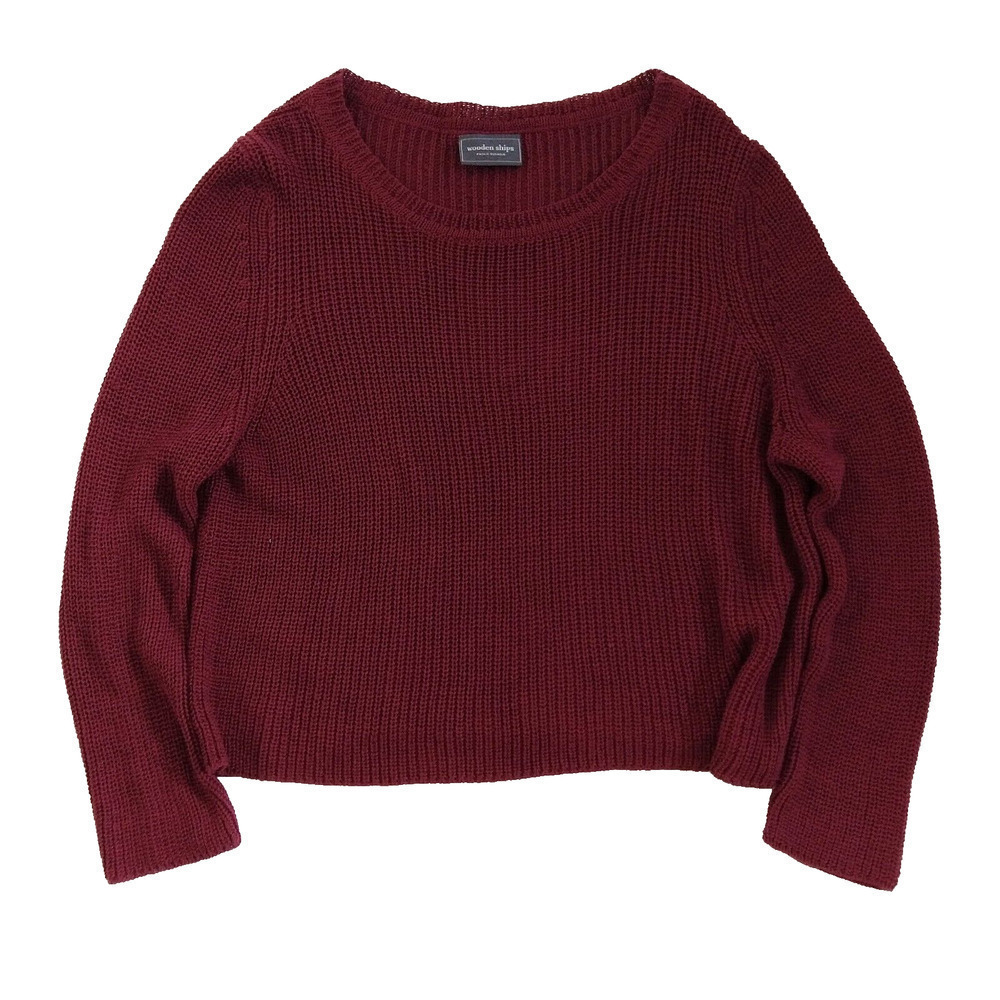 Wooden Ships Maroon Scoop Neck Sweater Size XS Cotton Blend Pullover Knit Casual